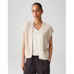 Opus - Cardigan - Beige - Mouwloos - Bouclé Look