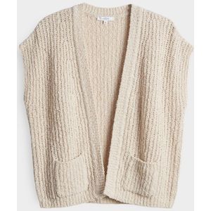 Opus - Cardigan - Beige - Mouwloos - Bouclé Look