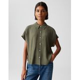 Opus - Blouse - Donkergroen - Kreukstructuur