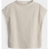 Opus - T-shirt - Beige - Gestructureerde Stof - Korte Mouwen