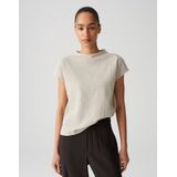 Opus - T-shirt - Beige - Gestructureerde Stof - Korte Mouwen