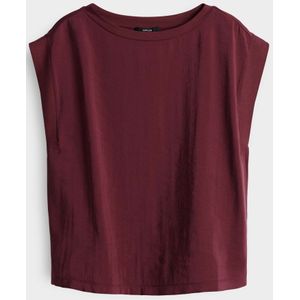 Opus - T-shirt - Bordeaux - Katoen-Modal en Jersey - Ronde Hals - Korte Mouwen