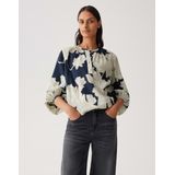 OPUS - Blouse Ficona - Donkerblauw - Bloemprint