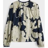 OPUS - Blouse Ficona - Donkerblauw - Bloemprint