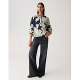 OPUS - Blouse Ficona - Donkerblauw - Bloemprint