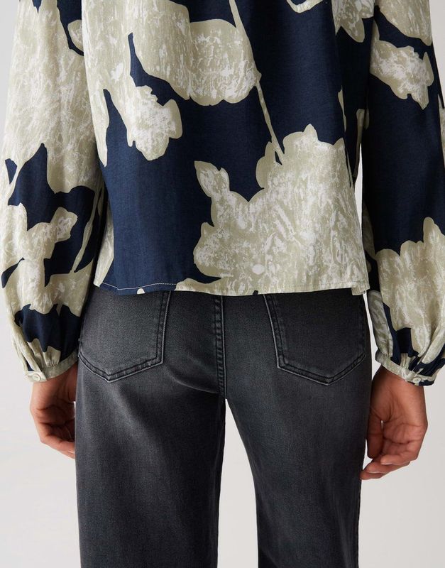 OPUS - Blouse Ficona - Donkerblauw - Bloemprint