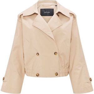 Opus Beige Trenchcoat - Korte Stijl met Bomberfit