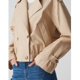 Opus Beige Trenchcoat - Korte Stijl met Bomberfit