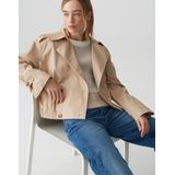 Opus Beige Trenchcoat - Korte Stijl met Bomberfit