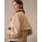 Opus Beige Trenchcoat - Korte Stijl met Bomberfit