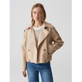 Opus Beige Trenchcoat - Korte Stijl met Bomberfit