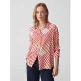 Blouse - Beige-Rood Gestreept - Katoen