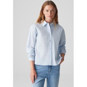 Opus Blouse - Lichtblauw met Wit Gestreept Motief