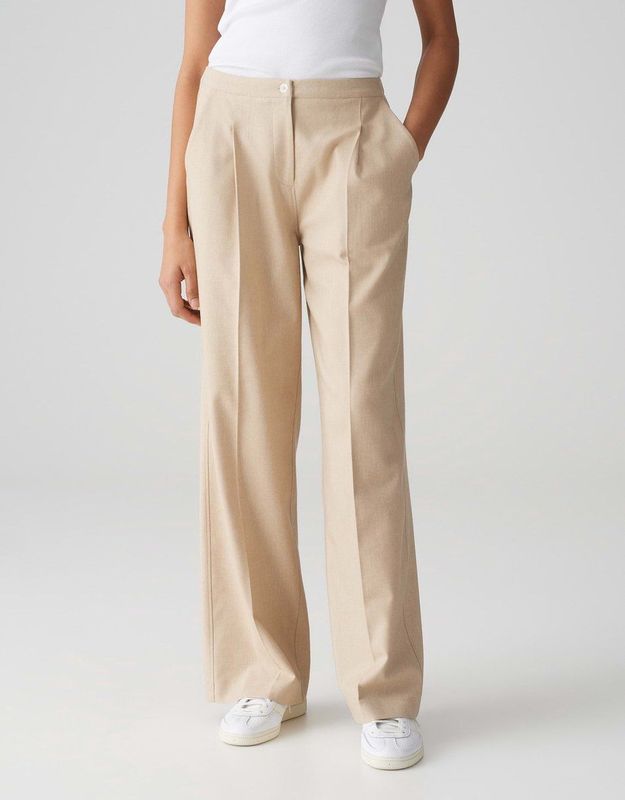 Opus - Maiga - Pantalon - Beige - Katoen - Relaxed Pasvorm