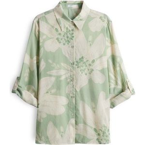 Opus - Lichtgroene Blouse met Witte Bloemenprint