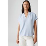 Opus - T-shirt - Lichtblauw - Tricot - Visgraatmotief