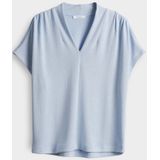 Opus - T-shirt - Lichtblauw - Tricot - Visgraatmotief