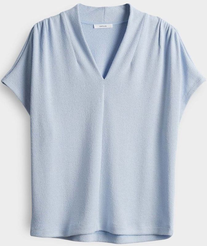 Opus - T-shirt - Lichtblauw - Tricot - Visgraatmotief