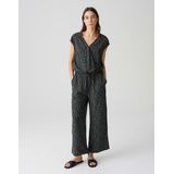 Opus - Jumpsuit - Blauw-Groene Print - V-Hals - Korte Mouwen