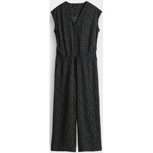 Opus - Jumpsuit - Blauw-Groene Print - V-Hals - Korte Mouwen