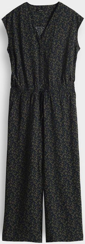 Opus - Jumpsuit - Blauw-Groene Print - V-Hals - Korte Mouwen
