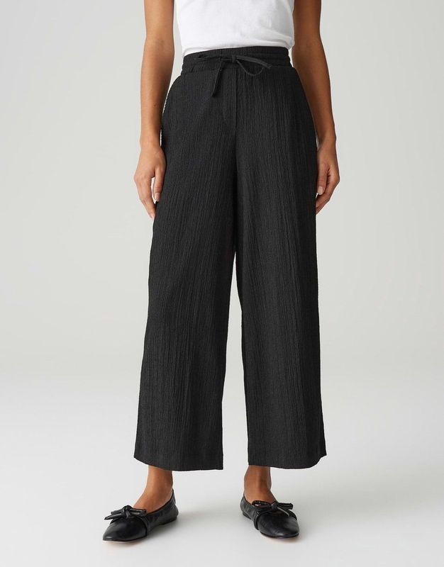 OPUS - Mileni - Broek - Zwart - Wide Leg, High Waist, 7/8 Lengte