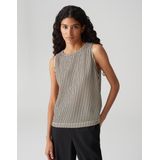 Opus - Gehaakt Topje - Zwart-Wit - Mouwloos - Ronde Hals