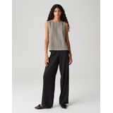 Opus - Gehaakt Topje - Zwart-Wit - Mouwloos - Ronde Hals