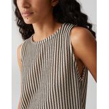 Opus - Gehaakt Topje - Zwart-Wit - Mouwloos - Ronde Hals