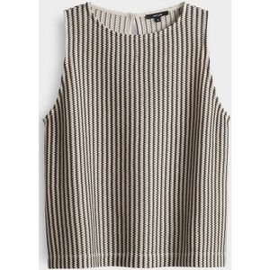 Opus - Gehaakt Topje - Zwart-Wit - Mouwloos - Ronde Hals