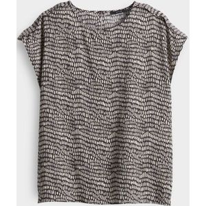 Opus - Blouse - Donkerbruin - Lichtbeige Print