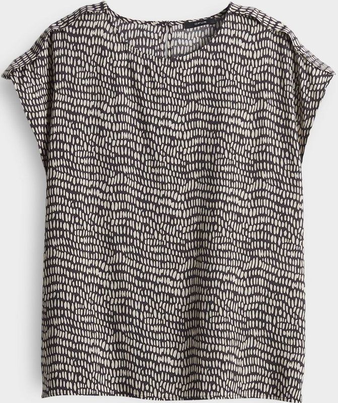 Opus - Blouse - Donkerbruin - Lichtbeige Print