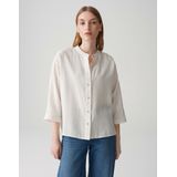 Opus - Lichtbeige Blouse - 3/4 Mouwen - Verfijnde Kreukstructuur