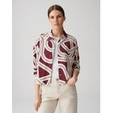 Opus - Blouse - Lichtbeige - Grafische Donkerblauwe Print