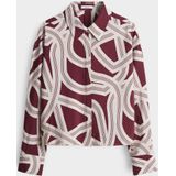 Opus - Blouse - Lichtbeige - Grafische Donkerblauwe Print