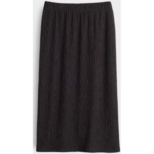 Opus - Kokerrok - Bruin - Kreukstructuur - Elastische Tailleband