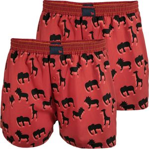 UNABUX - Boxershorts - Bloedrood Lichtrood Zwart - 2 Pack