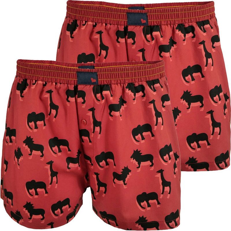 UNABUX - Boxershorts - Bloedrood Lichtrood Zwart - 2 Pack