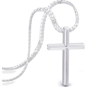 Kruisketting Heren 2 Stuks - Zilver & Zwart - Roestvrij Staal Cubaanse Ketting Met Kruis Hanger