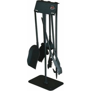 Goldmann haardset 5-delig zwart- schep - bezem - krokodillen tang - pook, askrabber - staal - H62/B25/D17cm