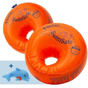 Flipper SwimSafe 1024 - Zwemhulp voor baby's vanaf 1 jaar, zwemband met onbreekbare PE-schuimkern, dolfijn speelgoed inbegrepen
