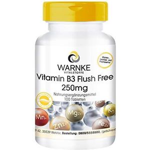Vitamine B3 Tabletten - Flush Free - 250mg - veganistisch - 100 Tabletten | Warnke Vitalstoffe - Duitse apothekerskwalitei