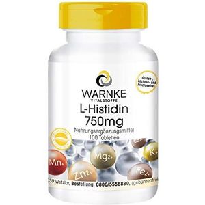 L-Histidine 750mg - hoge dosering & veganistisch - Aminozuur - 100 tabletten | Warnke Vitalstoffe - Duitse apothekerskwalitei