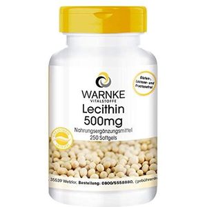 Warnke Vitalstoffe - Lecithine 500mg - Van Soja - 250 Softgels - GGO-vrij - Hoge Dosering