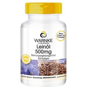 Lijnzaadoliecapsules - plantaardige omega-36-9-capsules - hoge dosering - lijnzaadolie 500mg - 250 softgels - bulkverpakking | Warnke Vitalstoffe