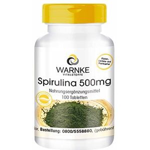 Spirulina Tabletten - 500mg zuiver spirulina algenpoeder per tablet - hoge dosering - Spirulina Platensis - veganistisch - 100 tabletten | Warnke Vitalstoffe - Duitse apothekerskwalitei