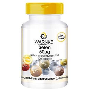 Selenium 50µg - van seleniumgist - veganistisch - 100 tabletten | Warnke Vitalstoffe - Duitse apothekerskwalitei