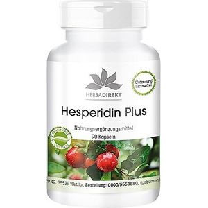 Hesperidin Plus met acerola en naringine - grapefruitpit-extract 500mg - 45% flavonoïden - veganistisch - hoge dosering - 90 capsules | HERBADIREKT - Duitse apothekerskwalitei