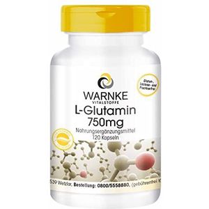 L-Glutamine Capsules - 3000mg L-Glutamine per dagdosis - veganistisch & hoog gedoseerd - Vrije vorm - 120 capsules | Warnke Vitalstoffe - Duitse apothekerskwalitei