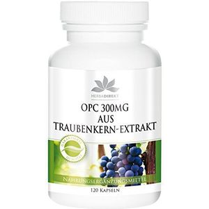 OPC 300mg van druivenpitextract - 120 capsules - veganistisch - hoge dosering | HERBADIREKT by Warnke Vitalstoffe - Duitse apothekerskwalitei